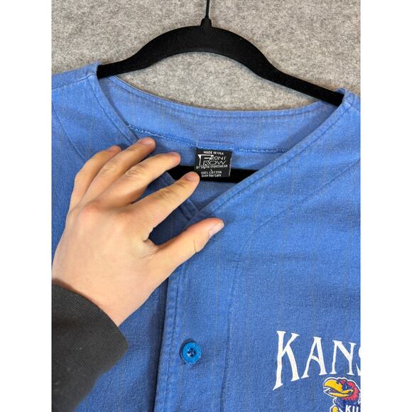 VINTAGE 90s Kansas Jayhawks Baseball Jersey Men XL Blue College Sportswear Retro - Picture 5 of 6